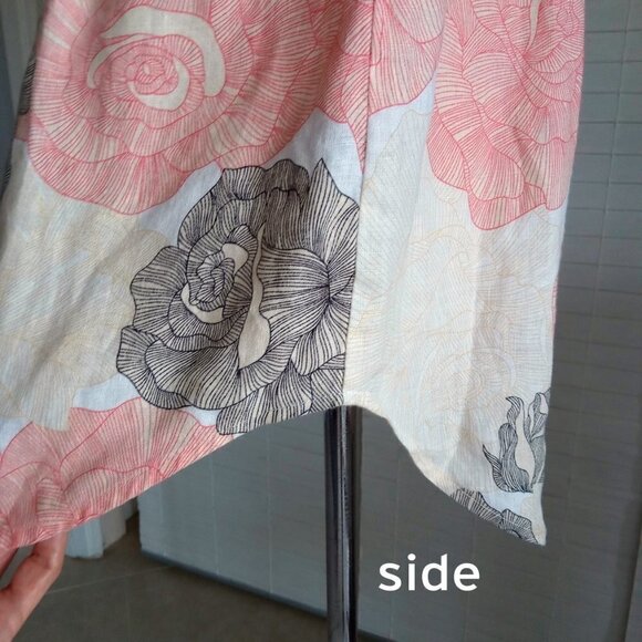 Joan Vass Sleeveless Linen Tunic - Coral and Charcoal - Picture 12 of 16